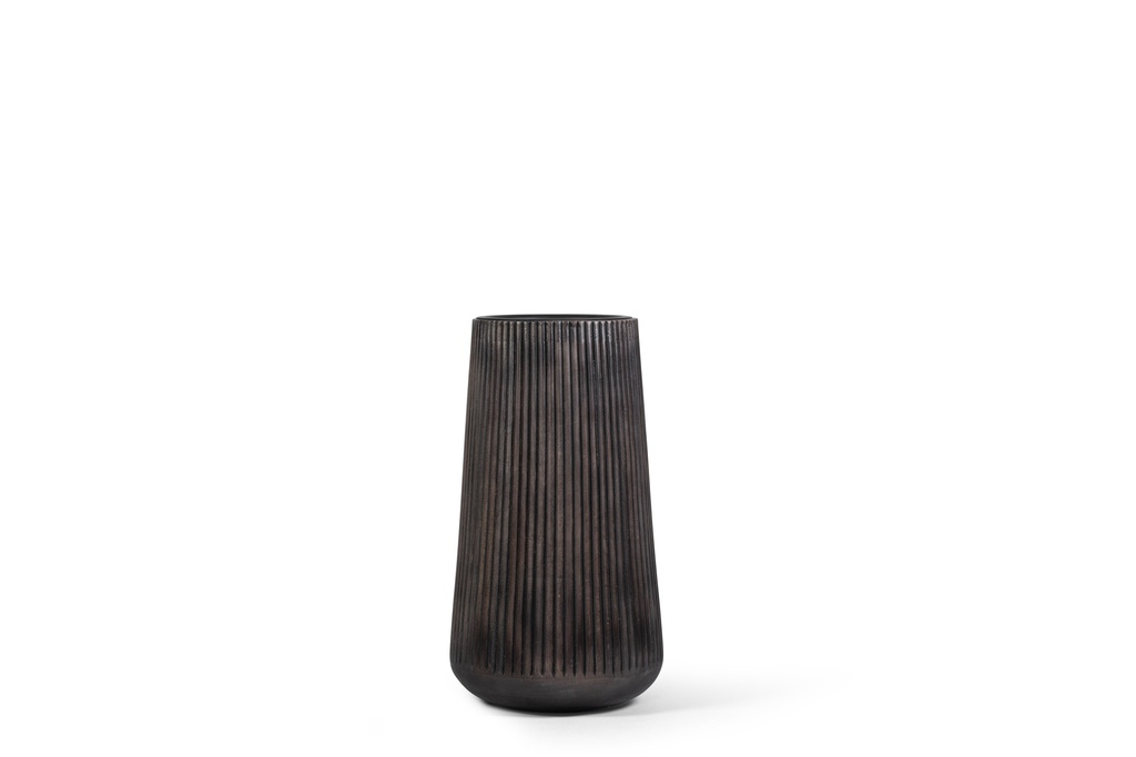 Wooden striped vase with liner black small - Ø35x65 - p 1