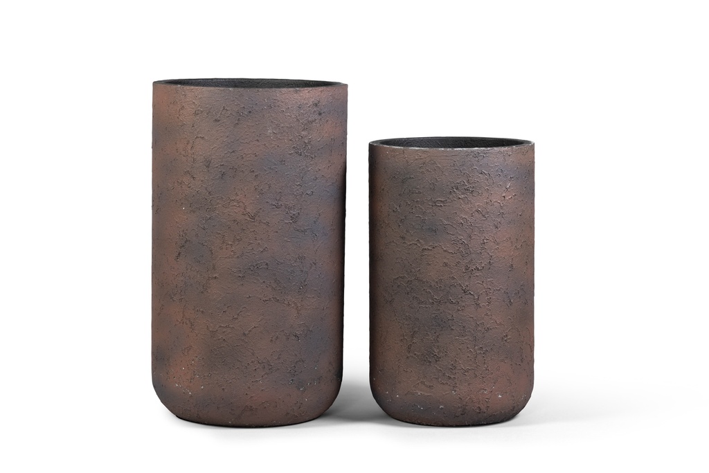 Planter texture brown lunar outside set of 2 - Ø35 x 60cm - Ø40 x 70 cm - p 1