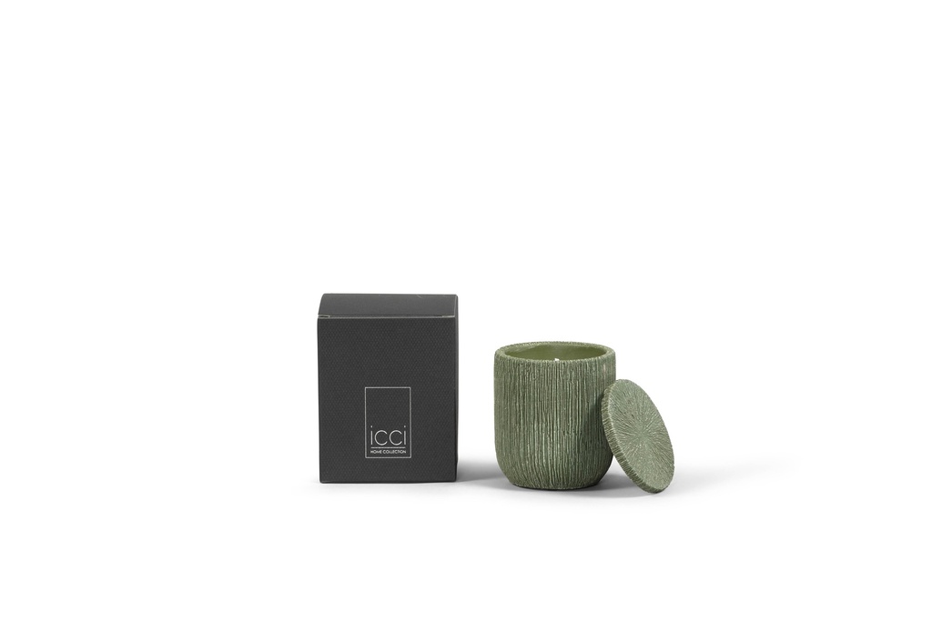 Scented candle candlepot concrete green - Ø9 x 10cm - 1 int.cot.wick - p 6 