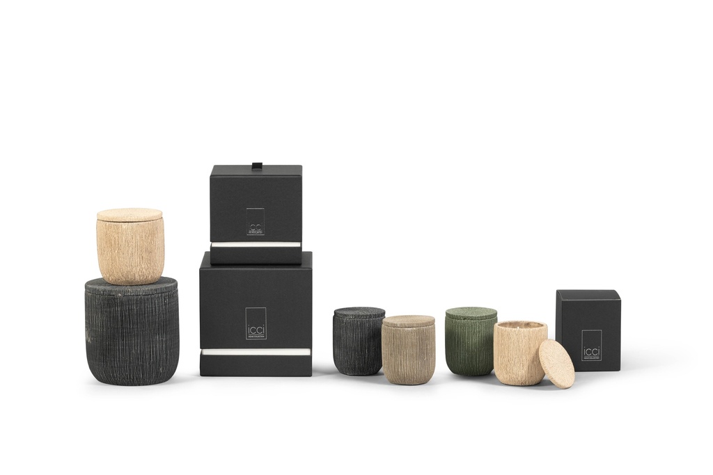 Scented candle candlepot concrete black large - Ø14 x 15cm - 3 int.cot.wicks - p 2