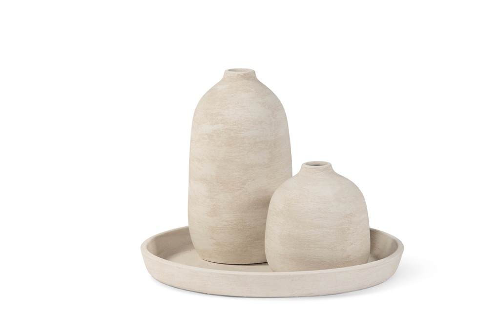 Plate rude ivory - terracotta - Ø50x6cm - p/3