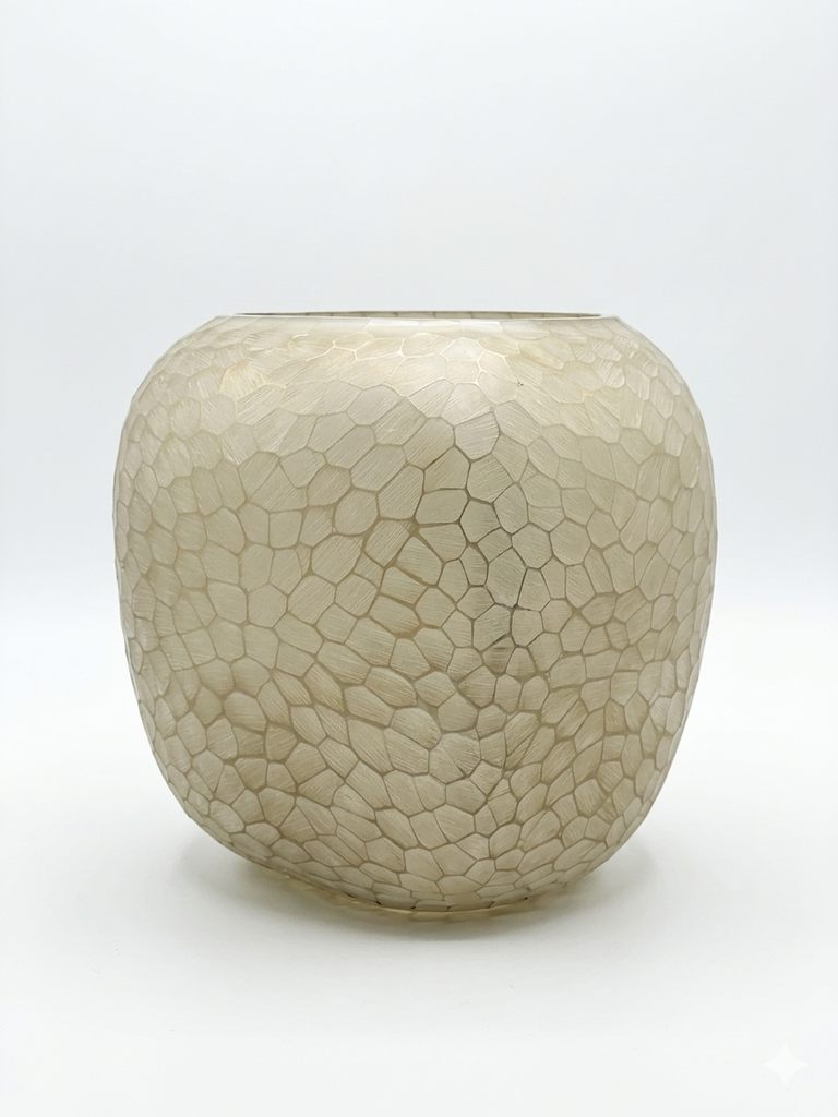 Square vase handcut stone finish champagne smoke large - 28 x 24 26cm - p 1/1