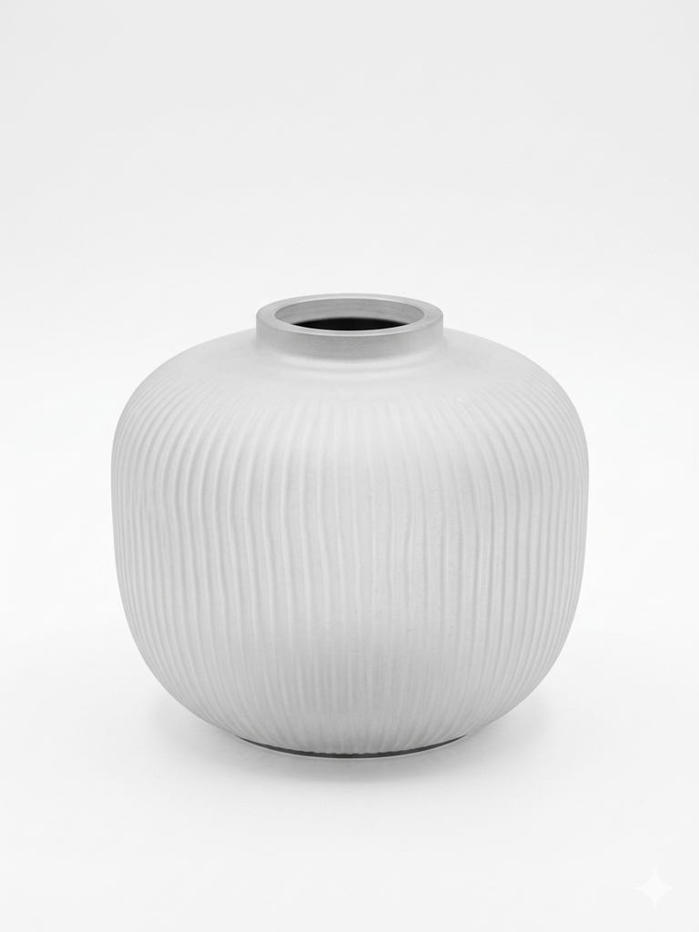 Vase apple handcut stone finish white medium - Ø28 x 25cm - p 1/2