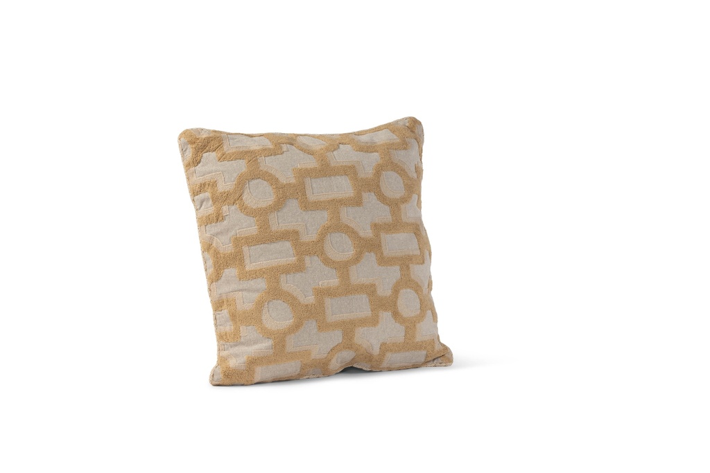 Cushion embroidery cotton linnen wool beige/ochre multi with filler - 50 x 50cm - p 1/10