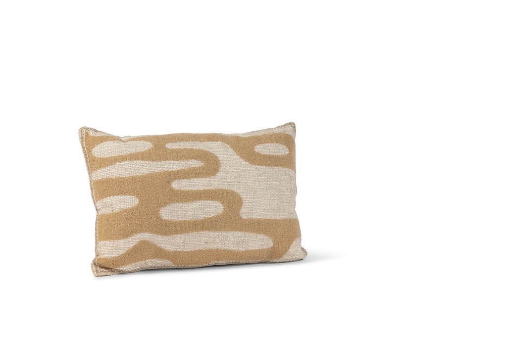 Cushion embroidery cotton wool beige/ochre with filler - 60 x 40cm - p 1/10