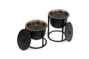 Outdoor candle pot with lid black/gold inside on stand small - Ø31,5 x 31,5 cm - p 1