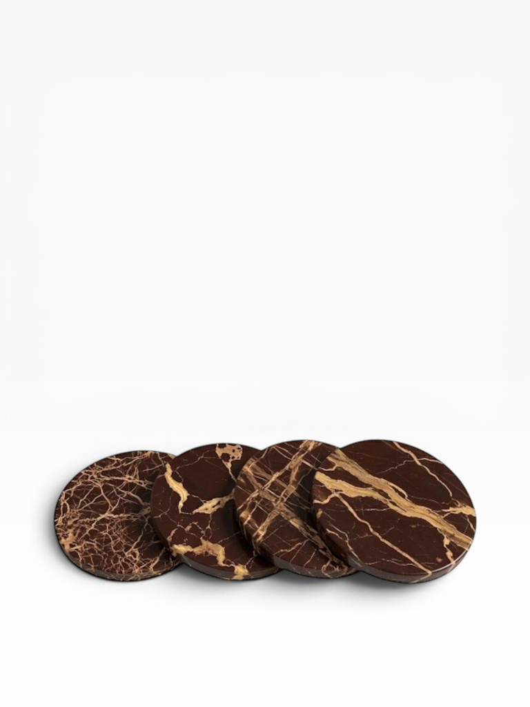 Round coaster red marble set of 4 - Ø10 x 1cm - p set