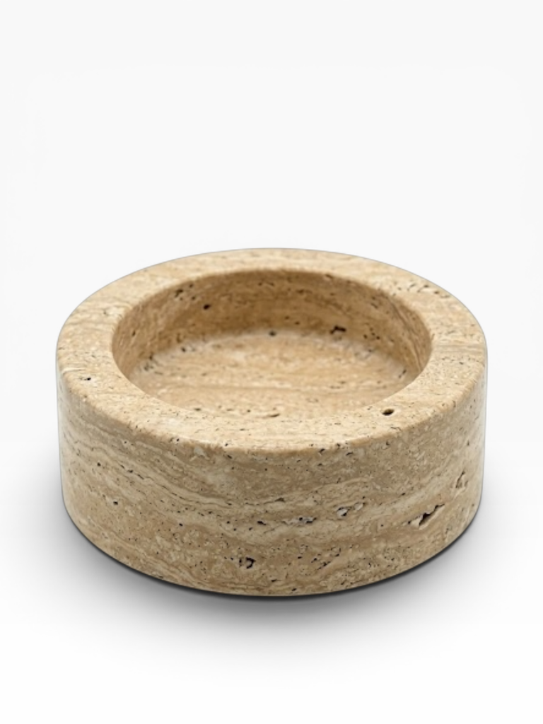Candle holder beige travertine - candle Ø8,6 - Ø 11 x 4 cm - p 1