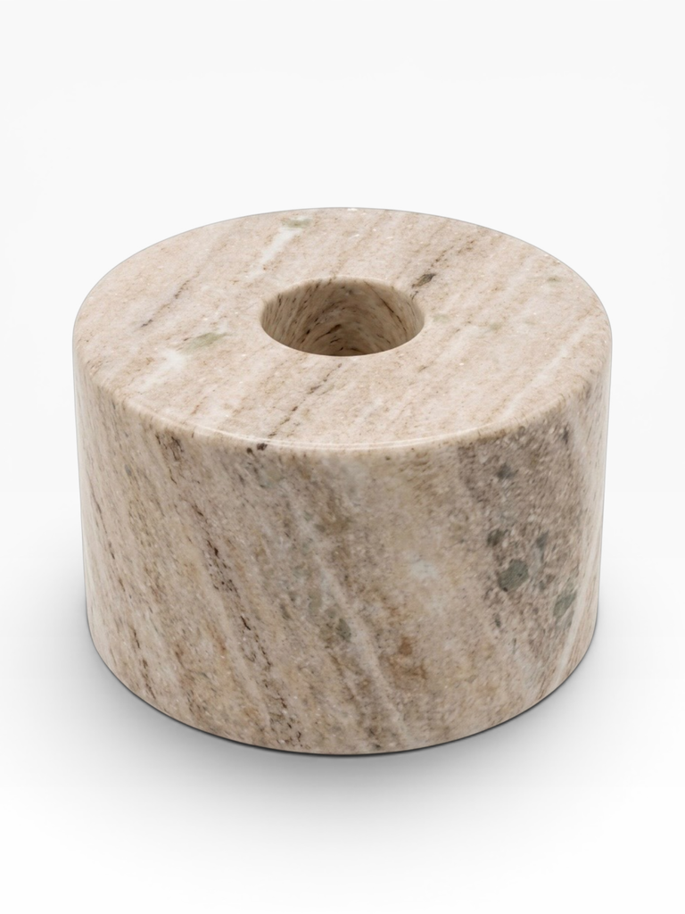 Taperholder brown marble - set of 2 - Ø6,25 x 5 cm - p 2