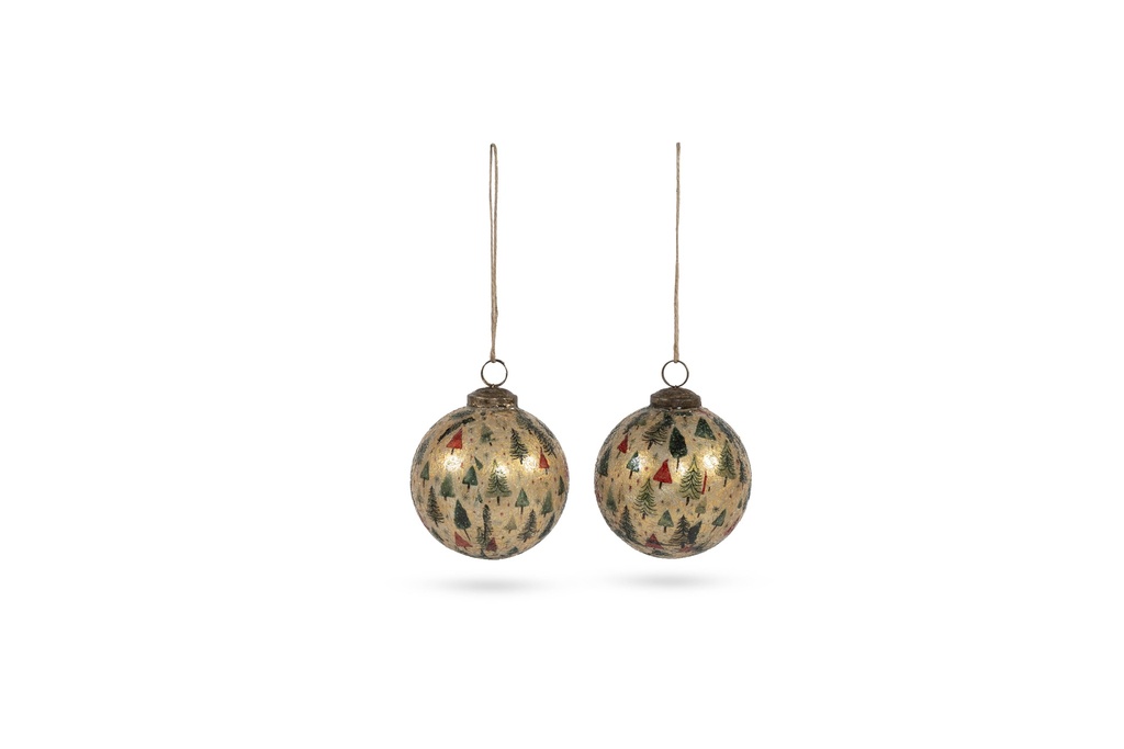 Boll crackeled glass X-mas tree medium - Ø9 cm - p 4/40