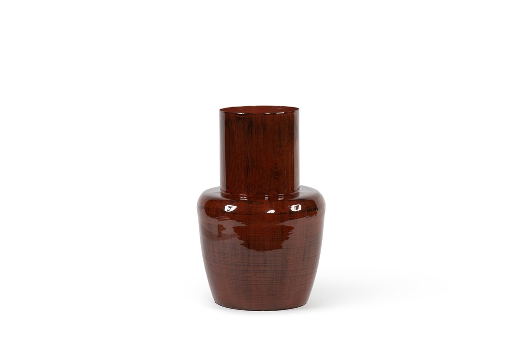 Vase enamel with neck dark brown antique - Ø34 x 50 cm - p 1/2