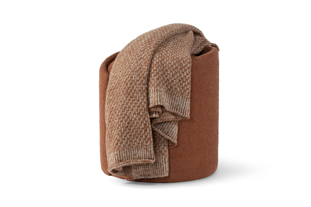 Plaid double moss knitted wool apricot/ivory - 140 x 200cm - p 1