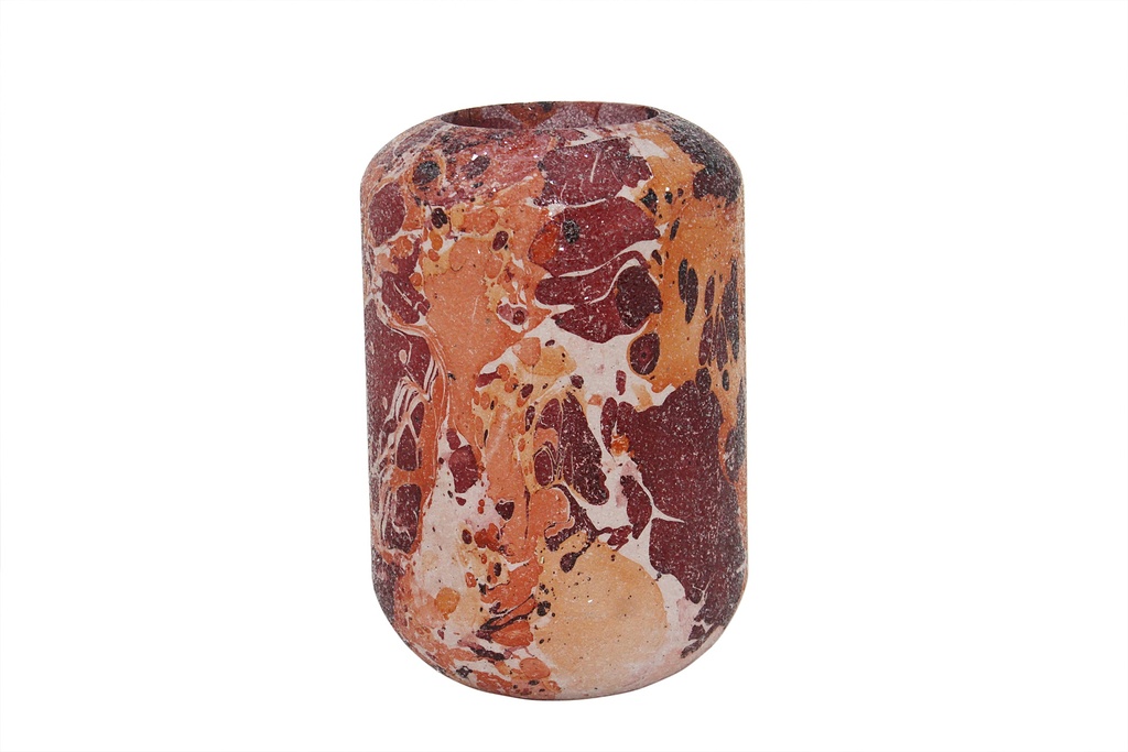 Metal bulbvase burgundy/creme/orange crackeled glass large - Ø40 x 60cm - p 1