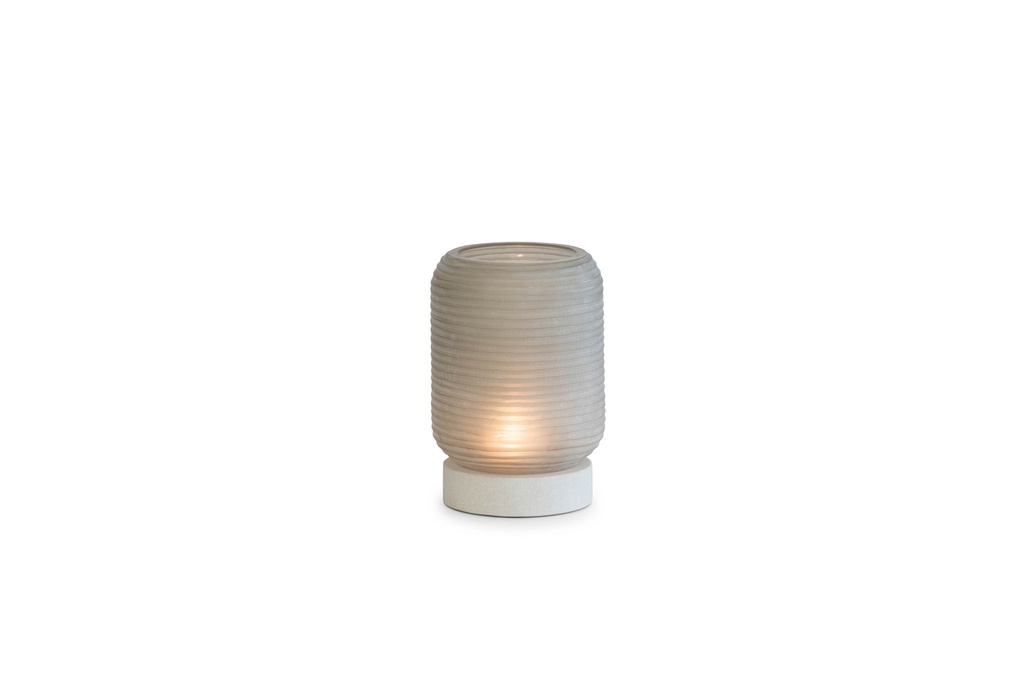 Hurricane cocoon cutted light smoke with stone base small - Ø14 x 23 cm - p 1/2
