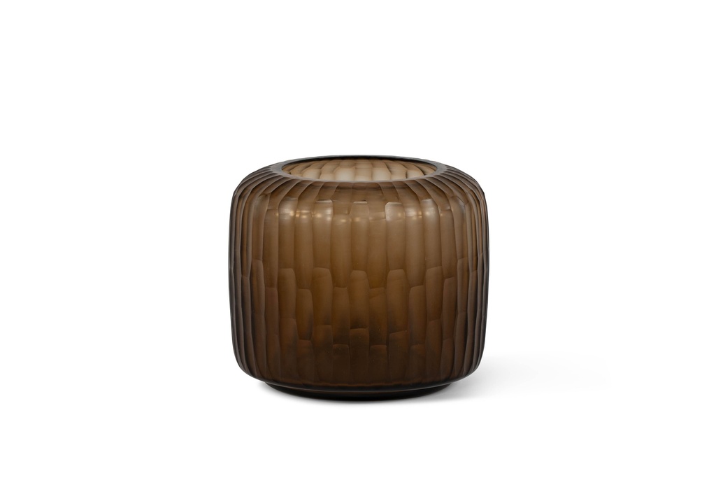 Mouthblown round cutted vase copper medium - Ø27 x 23cm - p 1