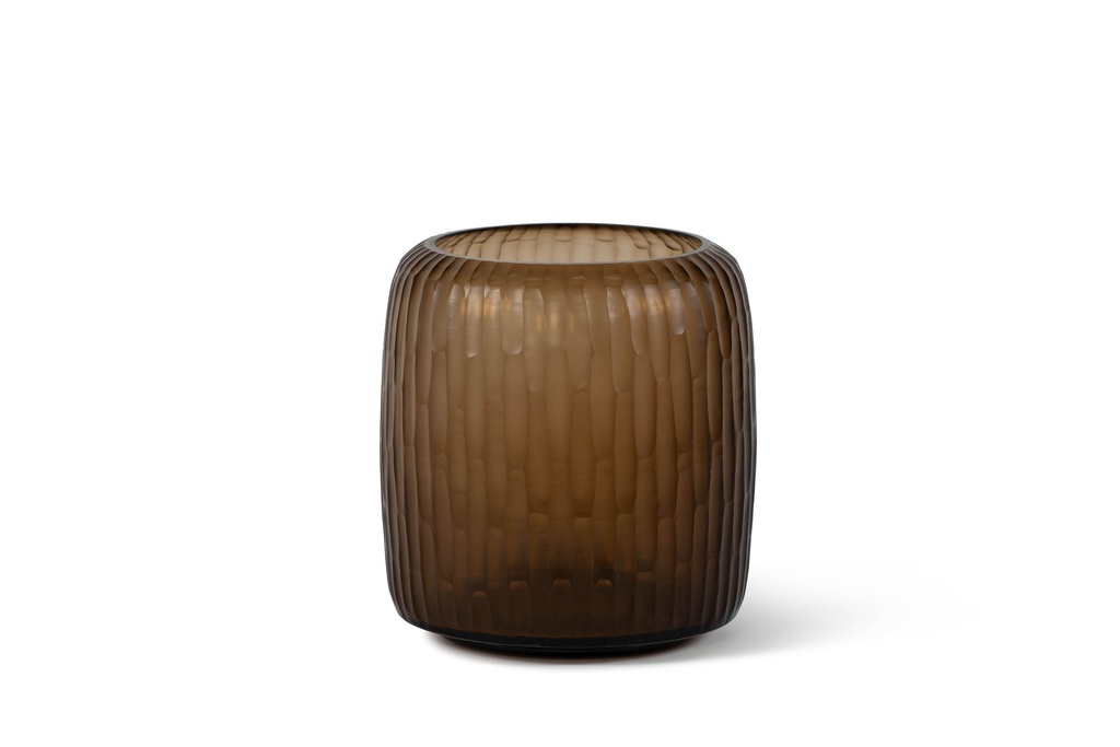 Mouthblown round cutted vase copper large - Ø27 x 30 cm - p 1