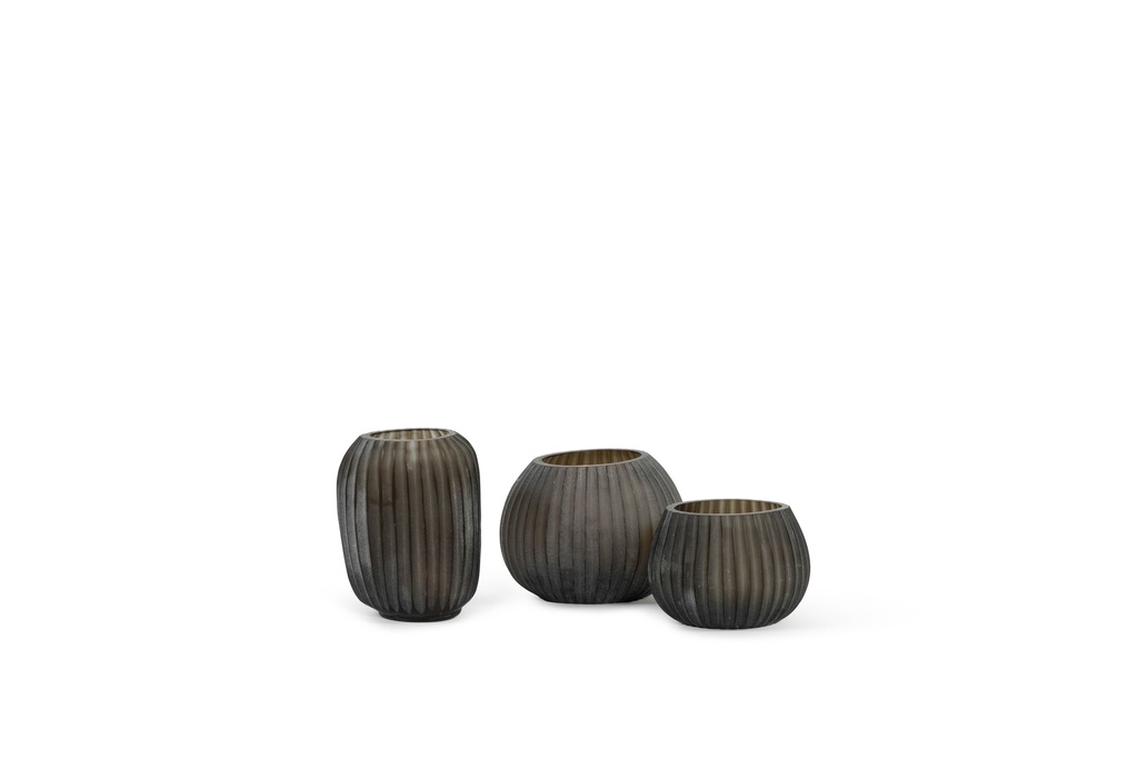 T-light holder vertical stripe cutting smoke - 13 x 10 x 9.5 cm - p 4/24