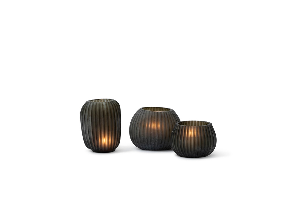 T-light holder vertical stripe cutting smoke - 12 x 9 x 15.5 cm - p 2/12