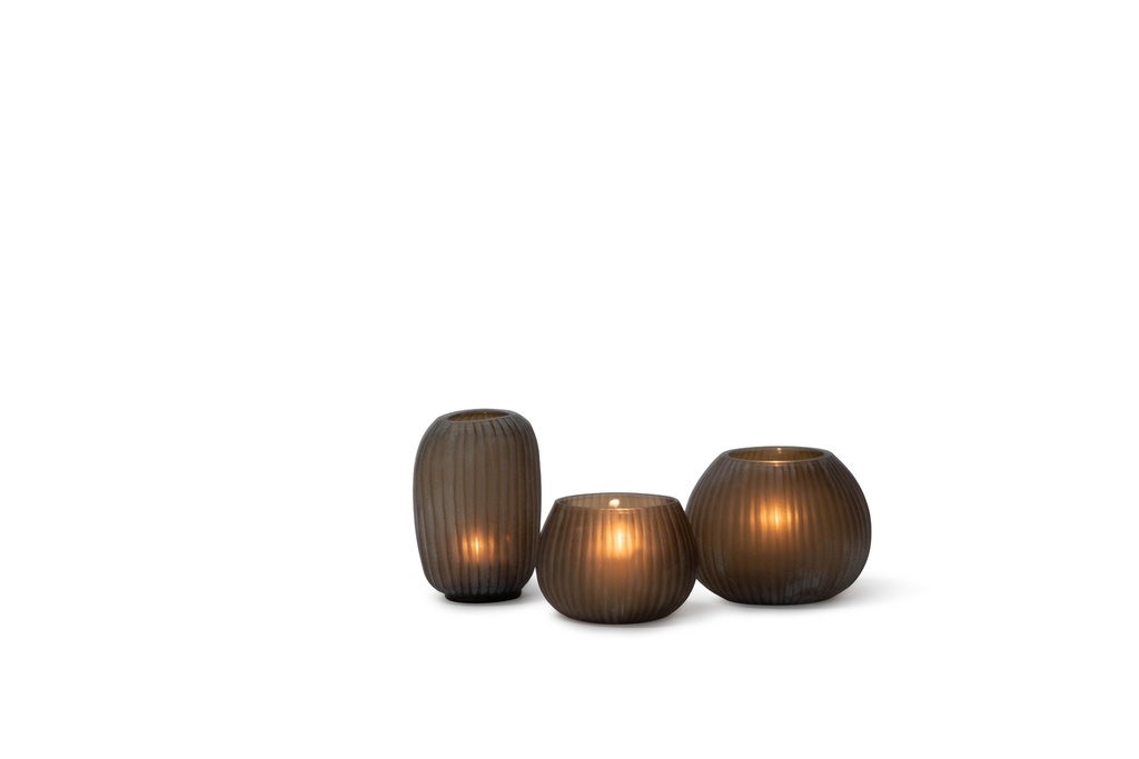 T-light holder vertical stripe cutting copper - 12 x 9 x 15.5 cm - 2/12