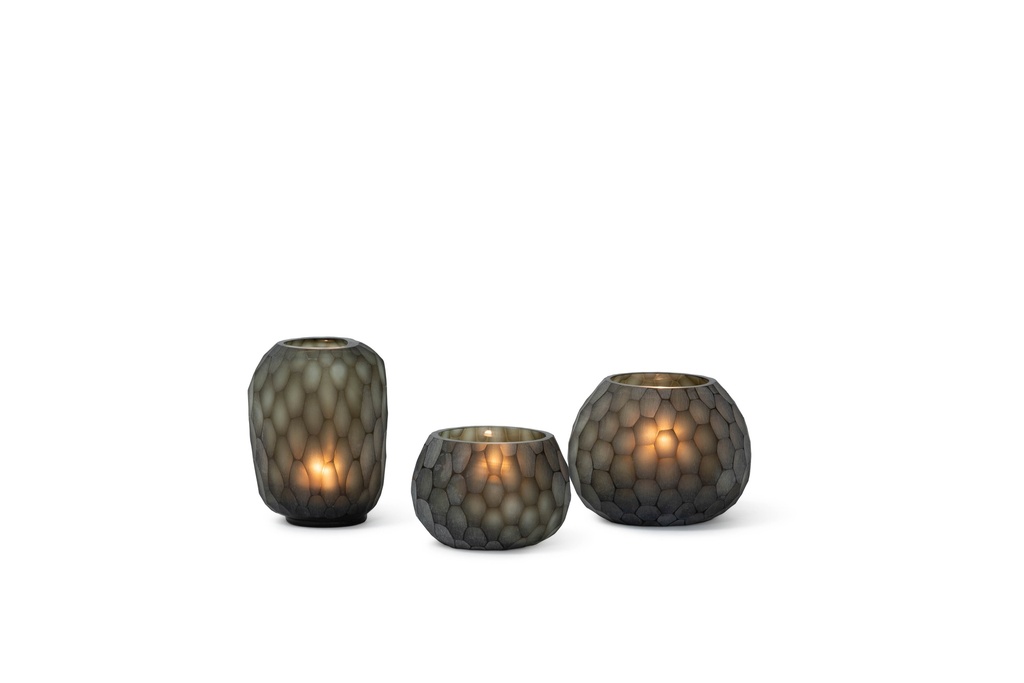 T-light holder faceted cutting smoke - 14 x 11.5 x 12 cm - p 2/12