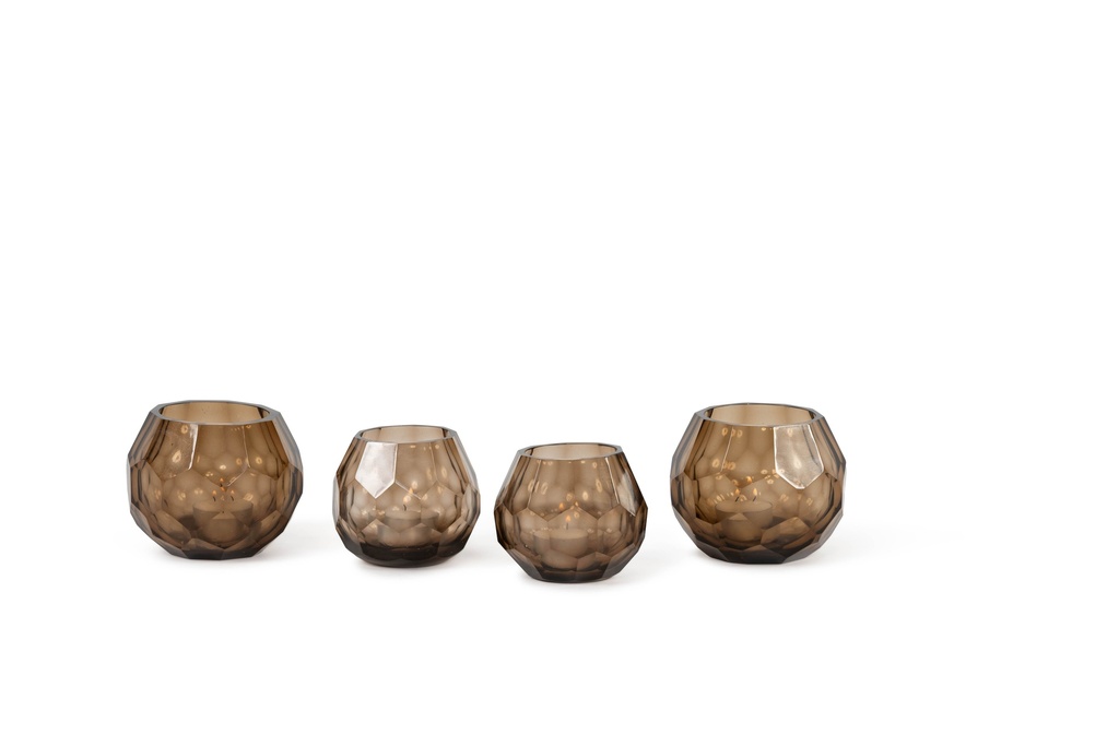 T-light holder polished faceted cutting copper large - Ø12 x 10 cm-  p 2