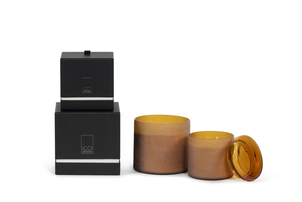 Scented candle votive matt with glossy cover - medium - amber - Ø12 x 13 cm - 2 wicks - p 4
