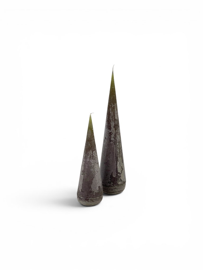 Candle pinecone dark green - set of 2 - Ø9.5 x 34cm / Ø11 x 48 cm - per set / min. order 6 sets - colour by choice